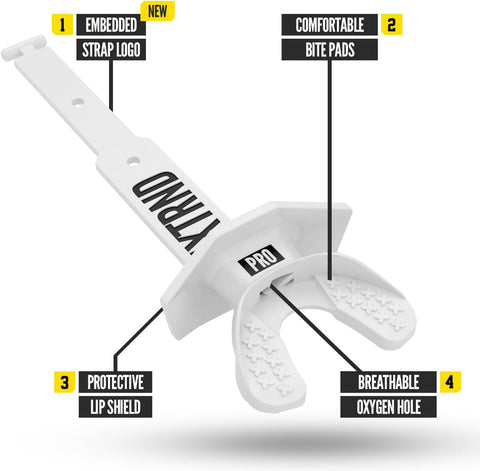 Nxtrnd Two Pro Football Mouth Guard, Permanent Strap, Fits Adult & Youth (White)