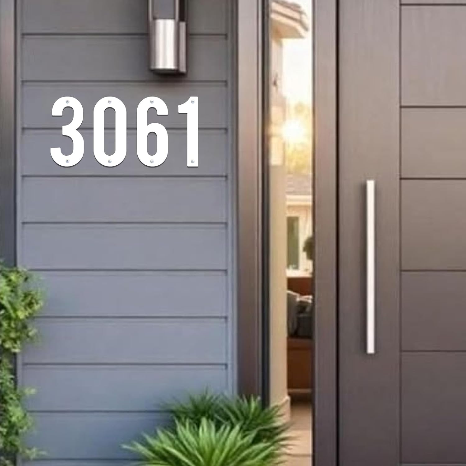 3,4,5,6,7,8 Inch House Numbers for Outside,Unique Metal Address Numbers for House,Weatherproof Outdoor House Numbers with Available Complete A-Z Letters,White Metal Letters for Outdoor Signs（7",V）