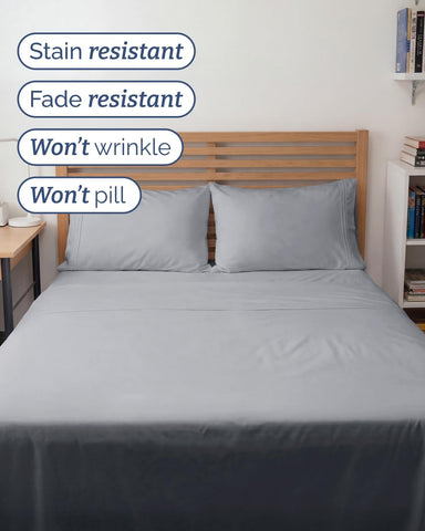 Full XL Sheets - 4 Piece Full XL Sheet Set - Cool & Breathable - Steel Blue