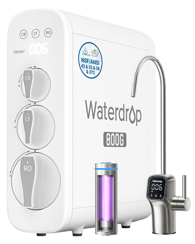 Waterdrop G3P800 Tankless Reverse Osmosis Water Filter System, 800 GPD