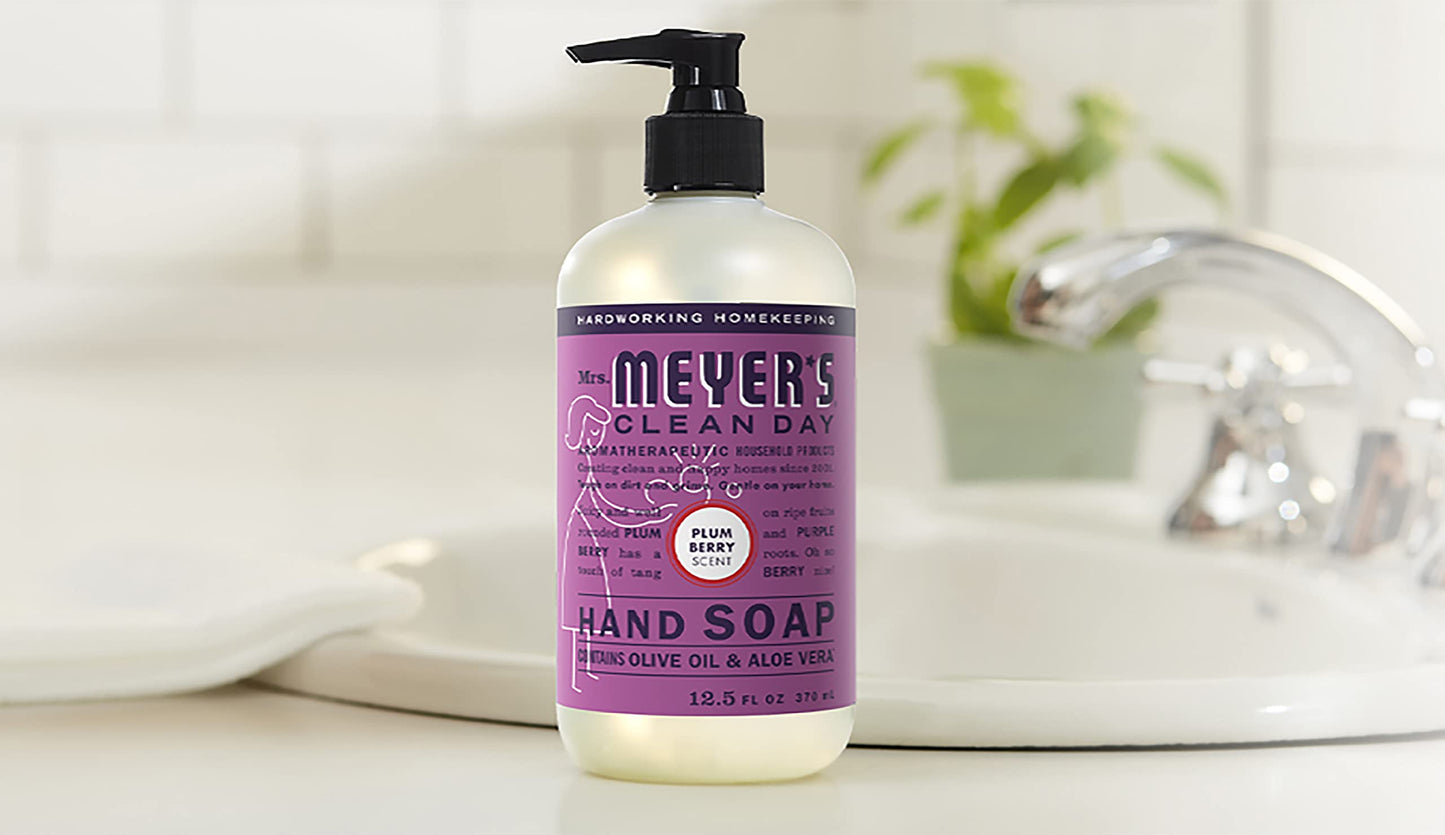 MRS. MEYER'S CLEAN DAY Liquid Hand Soap Variety Pack, 1 Rain Water Scent Hand Soap, 1 Oat Blossom Scent Hand Soap, 1 Plum Berry Scent Hand Soap, 12.5 FL OZ (3 CT)