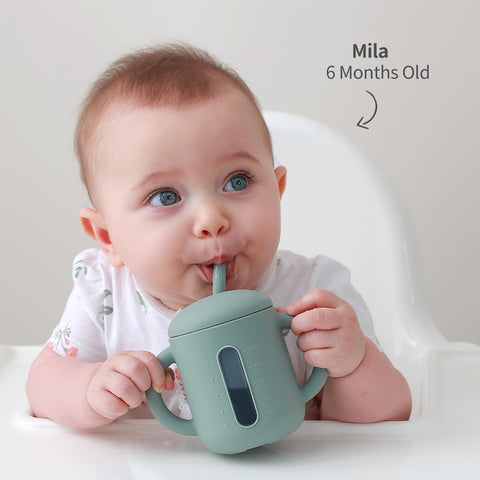 SAMiGO Silicone Baby Straw Cup Sippy Cup for 6+ Months, Infant to Toddler