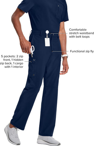 Cherokee Infinity Men Scrub Pants Tapered Leg Medical Bottom with 6 Pockets