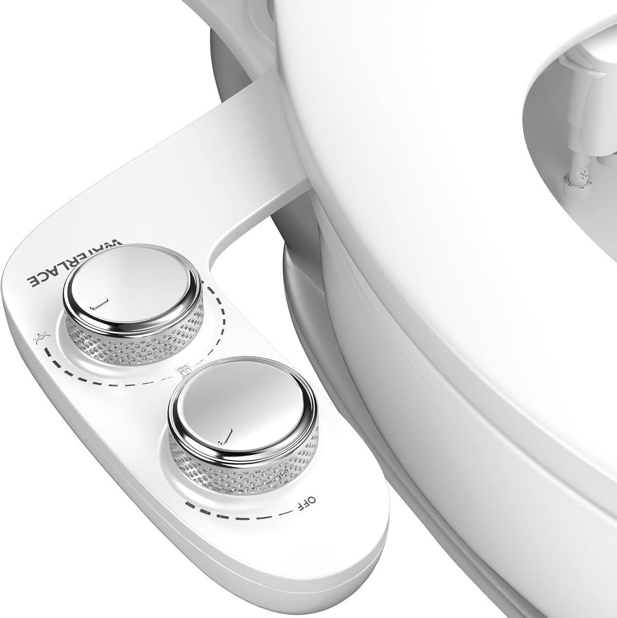 WATERLACE Ultra-Slim Bidet Attachment for Toilet - Dual Nozzle, Rear & Feminine Wash, Self-Cleaning, Adjustable Cold Water Pressure, Non-Electric Bidet Toilet Seat for Bathroom, Easy Install (Chrome)