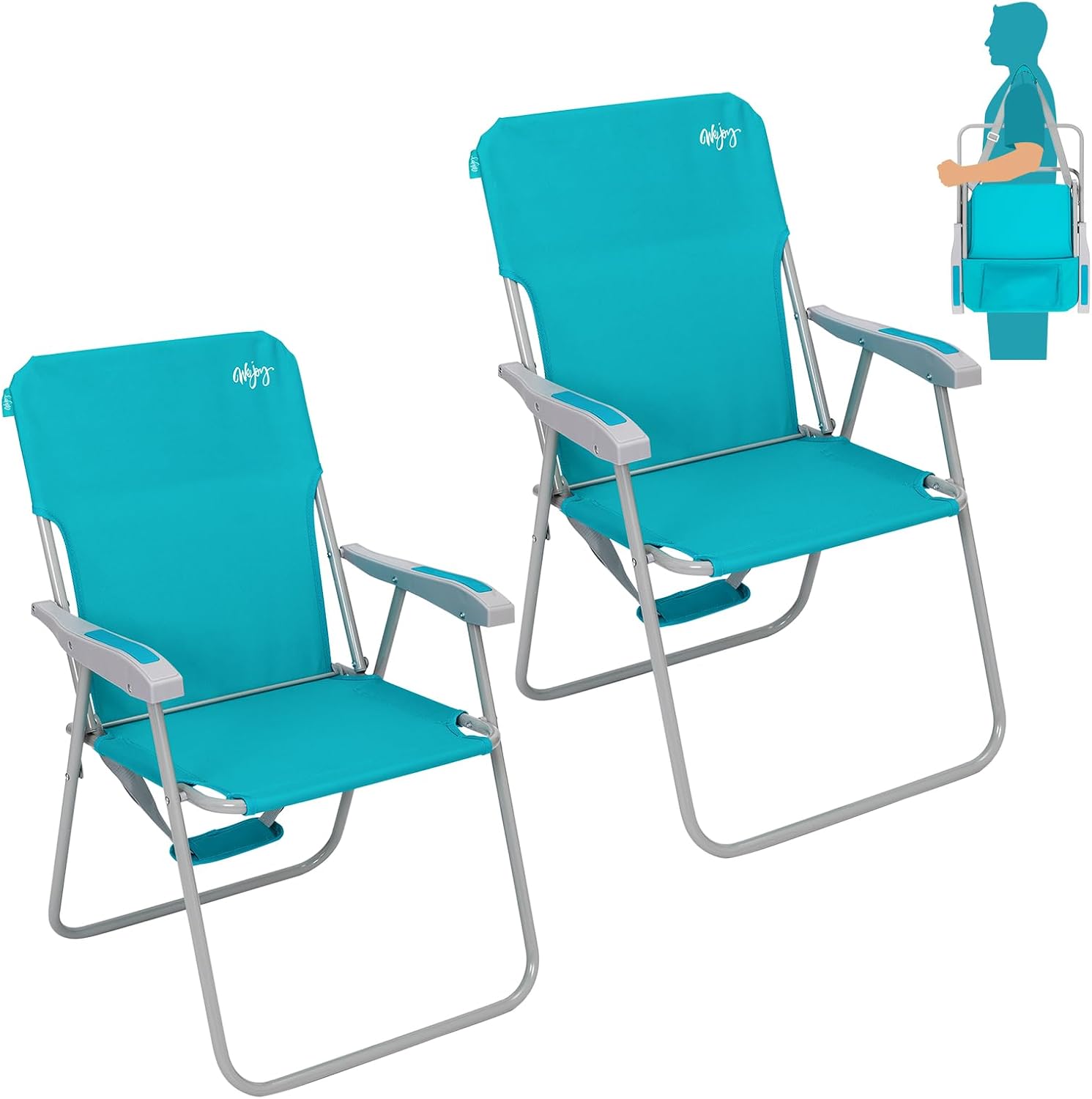 #WEJOY Folding Beach Chairs for Adults, High Back Lightweight for Camp Lawn