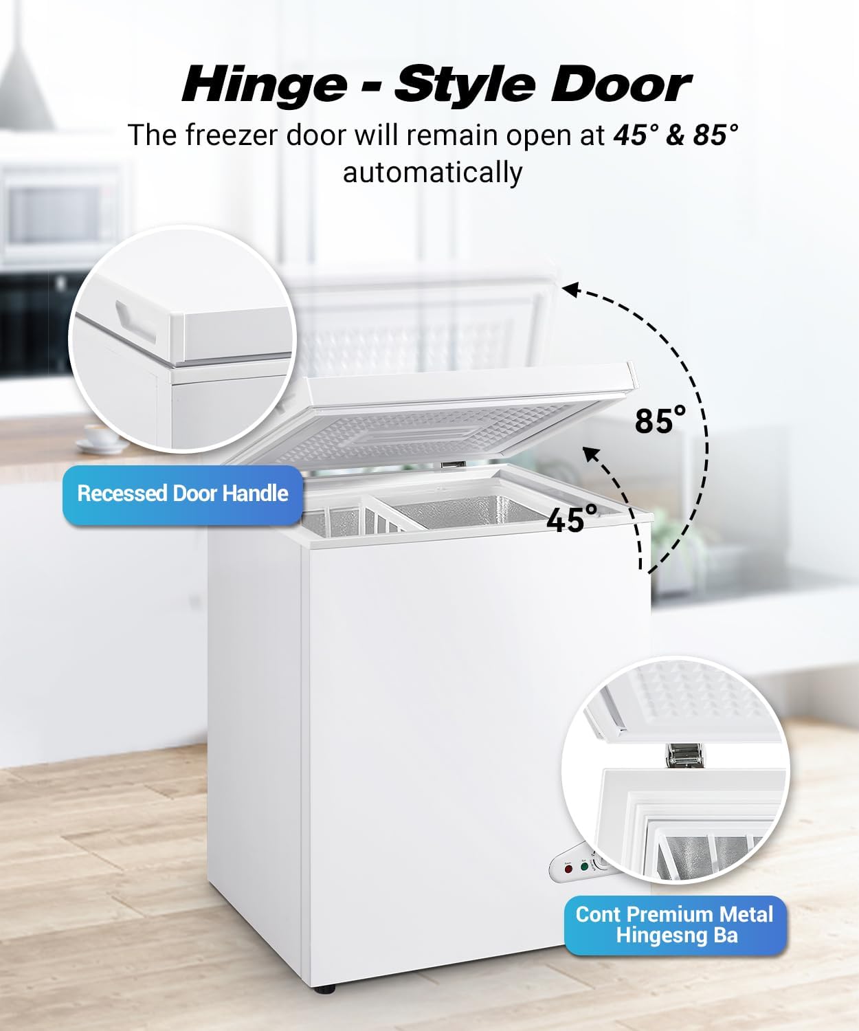 6.0 Cu.ft Chest Freezer, Top Open Door Deep Freezer with 7 Adjustable Thermostat (-18°F to 50°F), Compact Freezer with Removable Basket for Home/Garage/Office, White