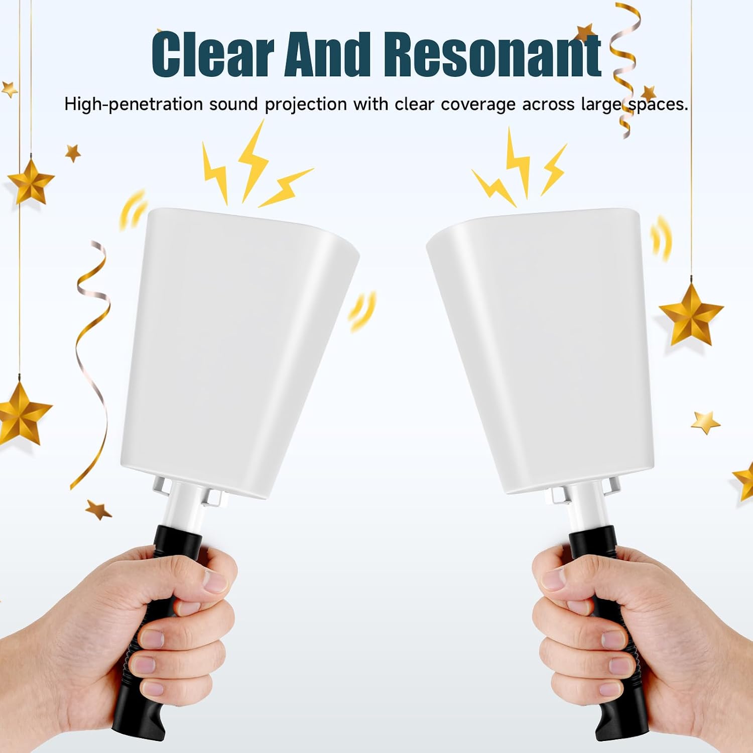 10 Inch Cow Bell with Handle, 2 Pack Cheering Cowbells for Sport