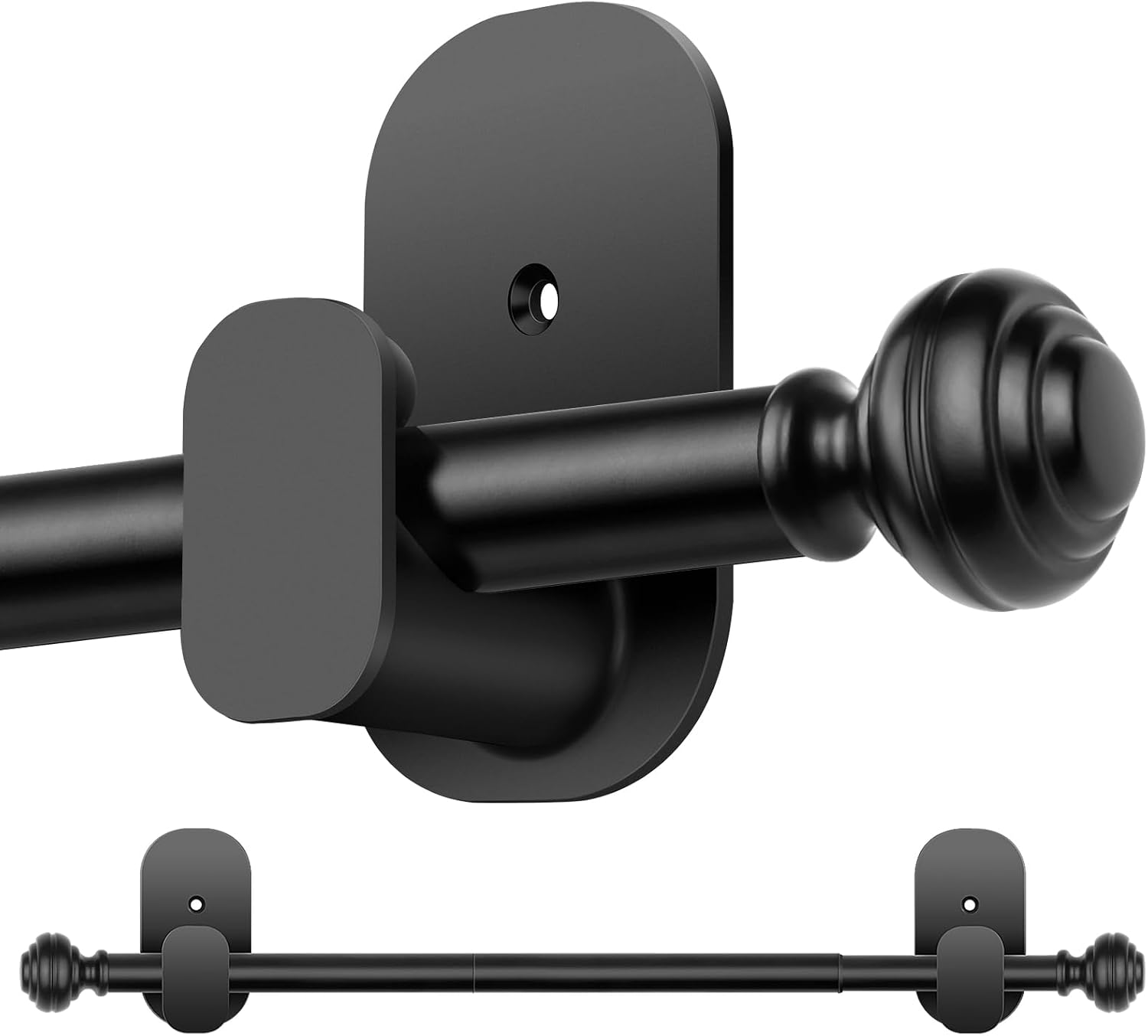 KAMANINA Curtain Rods No Drilling for Windows 16 to 30 Inches, Black
