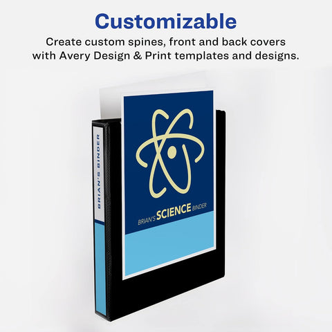 Avery® Standard View 3 Ring Binder, 1.5" Round Rings, 1 Black Binder
