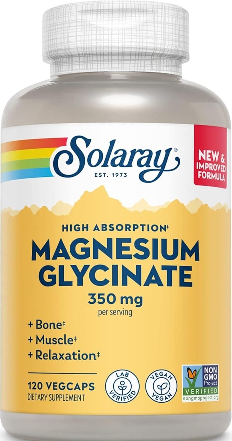 SOLARAY Enhanced Absorption Magnesium Glycinate 350 mg, 120 VegCaps