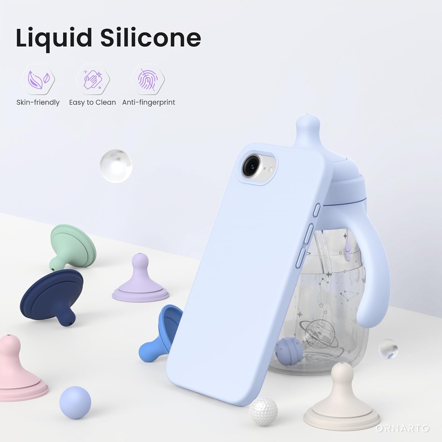 ORNARTO for iPhone 17e Case and for iPhone 16e Case 6.1'', Baby Blue