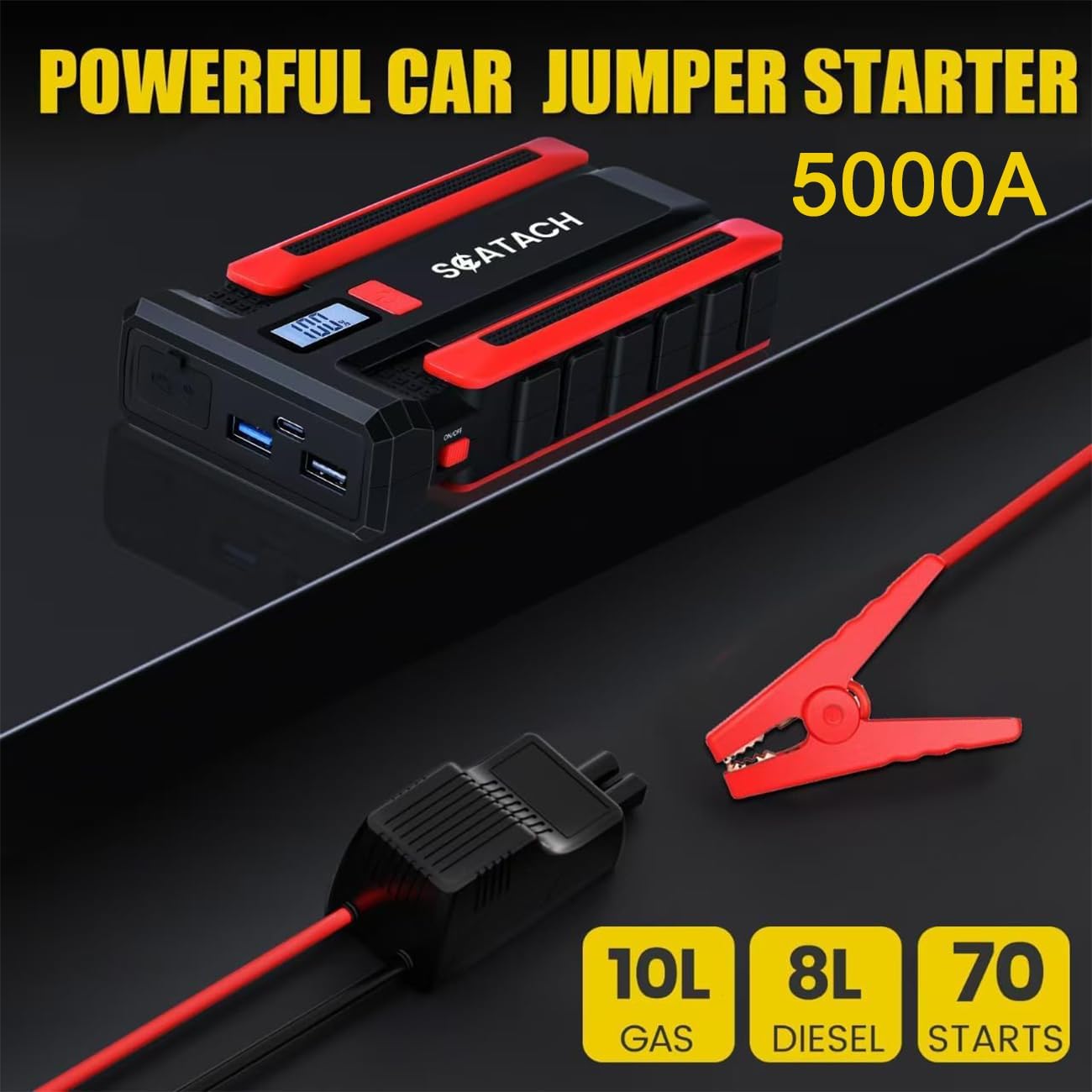 Scatach Jump Starter 5000A, 12V Car Battery Jump Starter