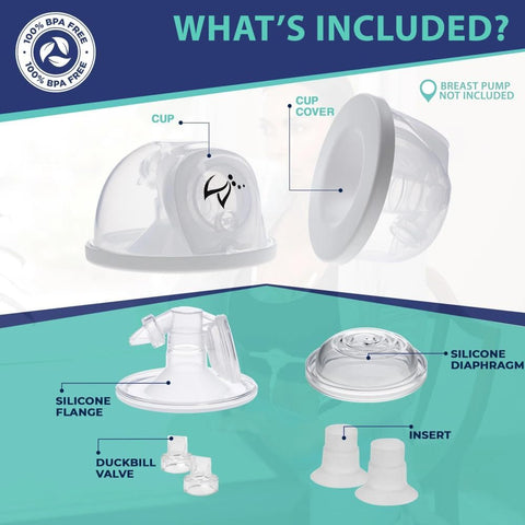 Hands Free Milk Collection Cups for Breast Pump, 8 Fl Oz Each, Large 2-Pack