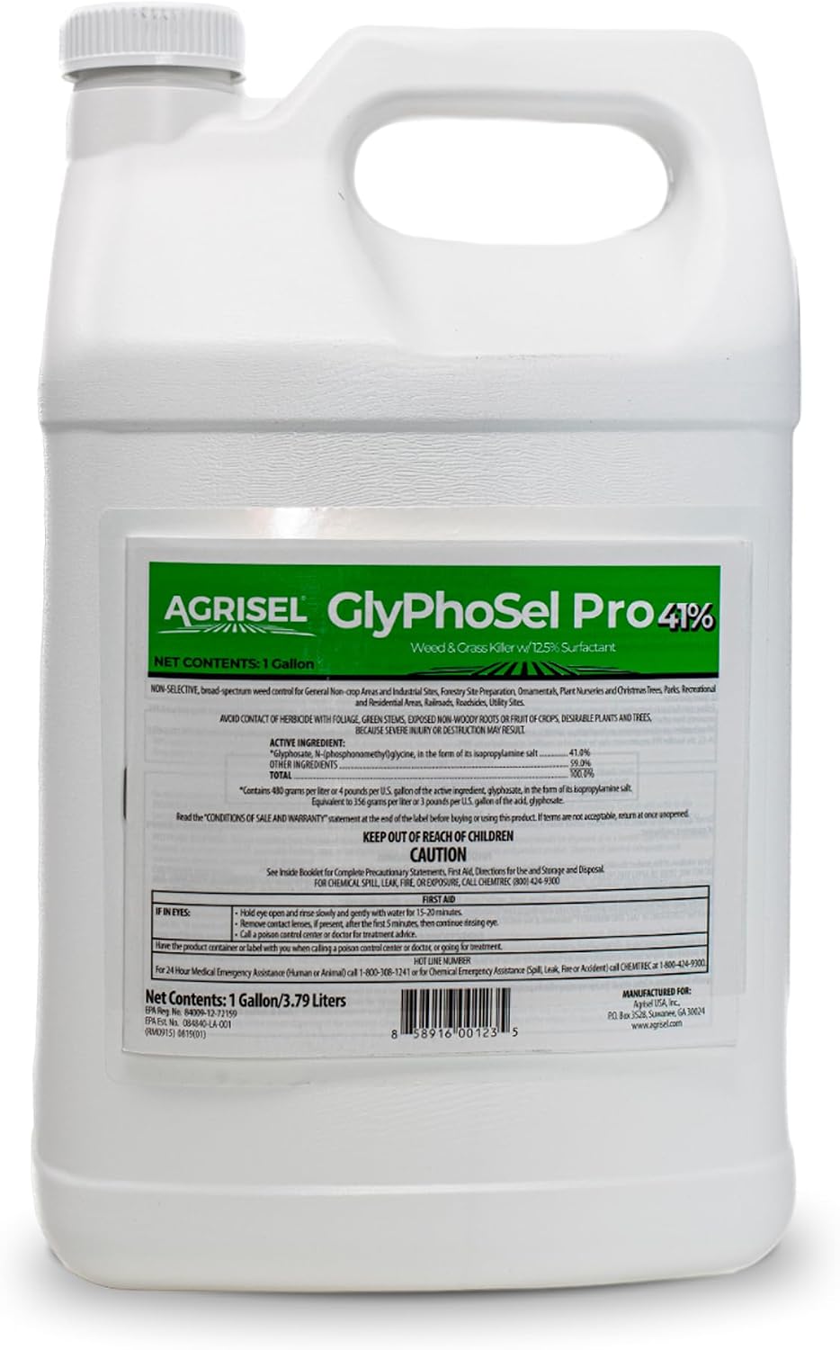 Agrisel GlyPhoSel Pro Weed Killer, Easy Mixing, Pet Safe, 128 Ounces
