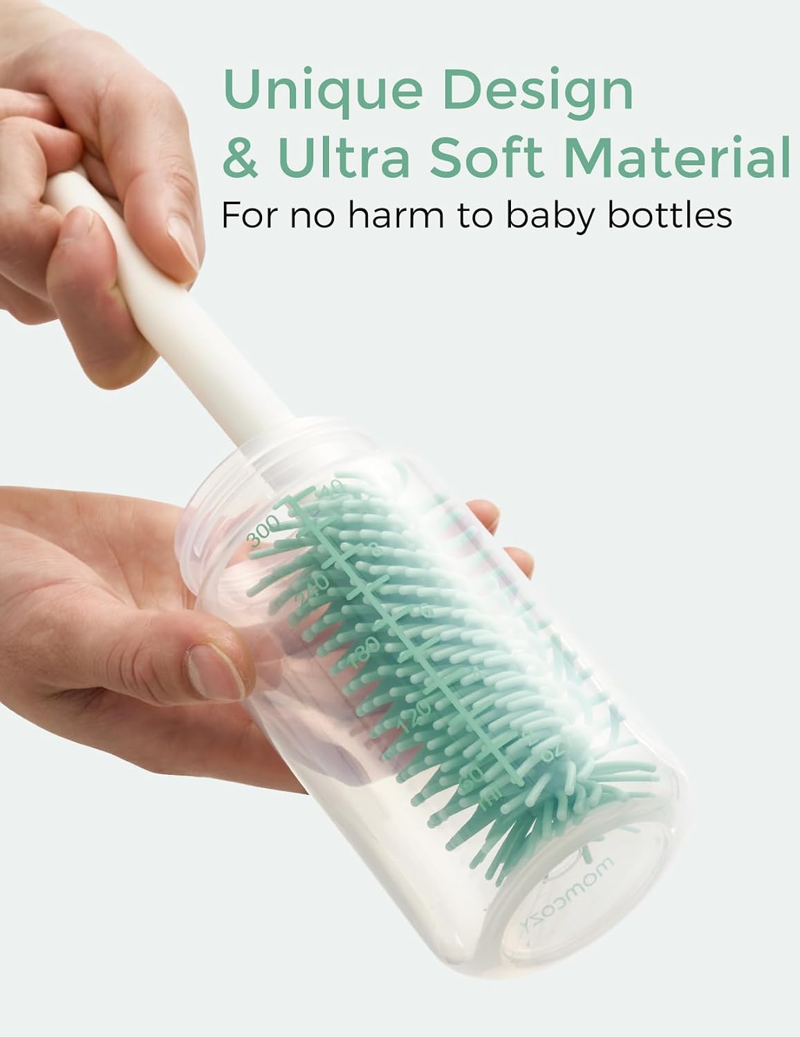 Momcozy 7-in-1 Baby Bottle Brush Set with Drying Rack, Green