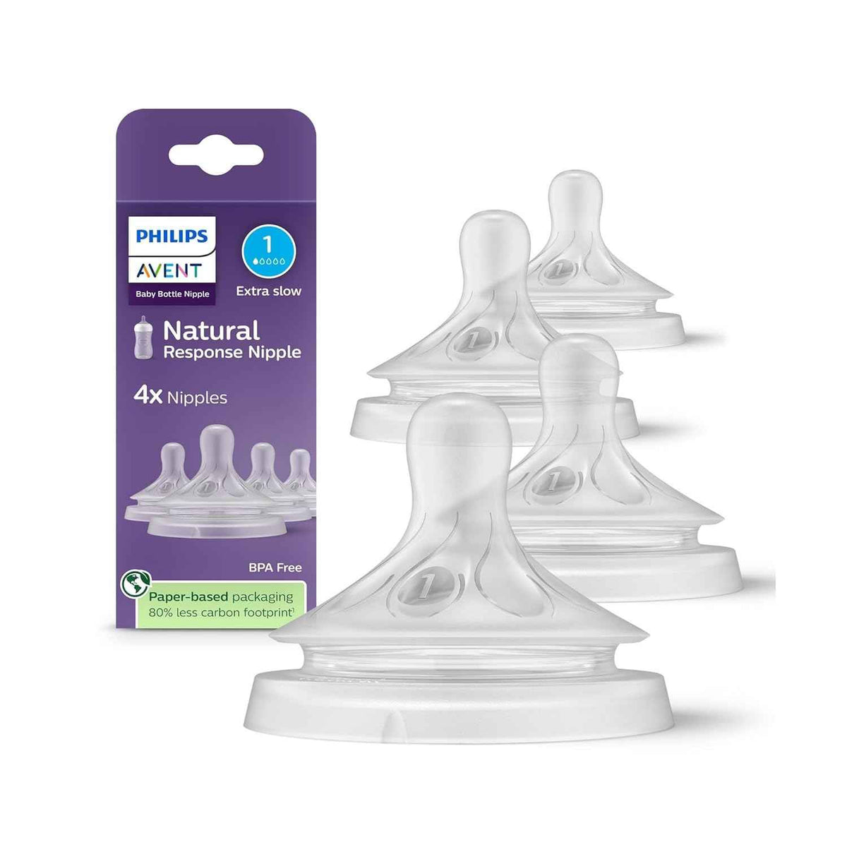 Philips Avent Natural Response Nipples, Extra Slow Flow, BPA-Free, 4-Pack