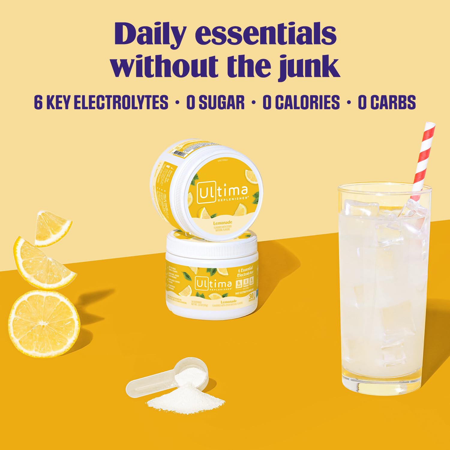 Ultima Replenisher Lemonade Electrolytes Powder, 30-Serving Canister