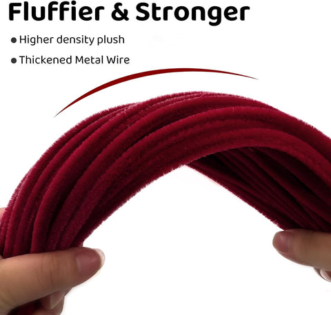 Pipe Cleaners,200Pcs Wine Red Pipe Cleaner Flower Kit,Chenille Stems for DIY Bouquet Festivals Room Decor,Valentine's Day Craft Supplies,Christmas Ornaments,Halloween Fall Decorations for Home Crafts