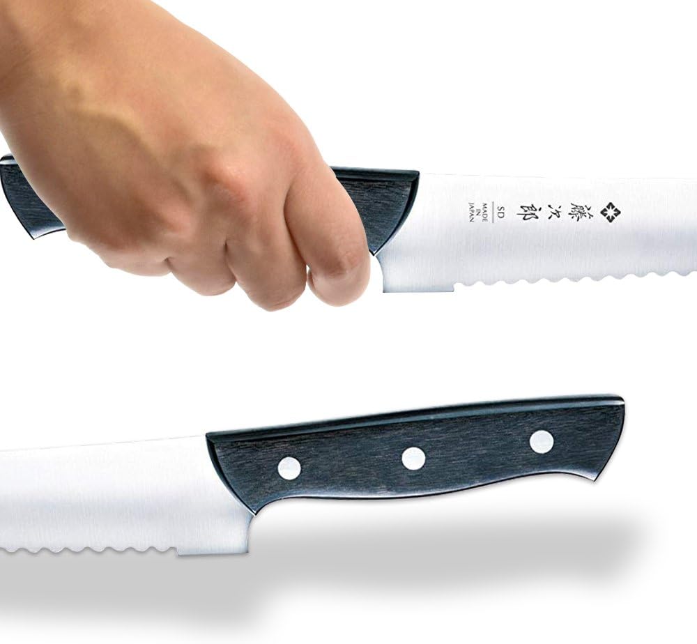 TOJIRO JAPAN Hand Made Chef Bread Knife Slicer Cutter, 10.6" Blade - Reinforced Laminated Material