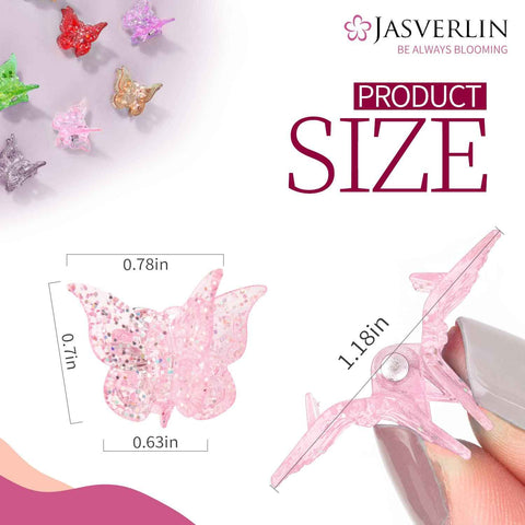 JASVERLIN Glitter Butterfly Hair Claw Clips, Y2K Hair Accessories 50 Pcs