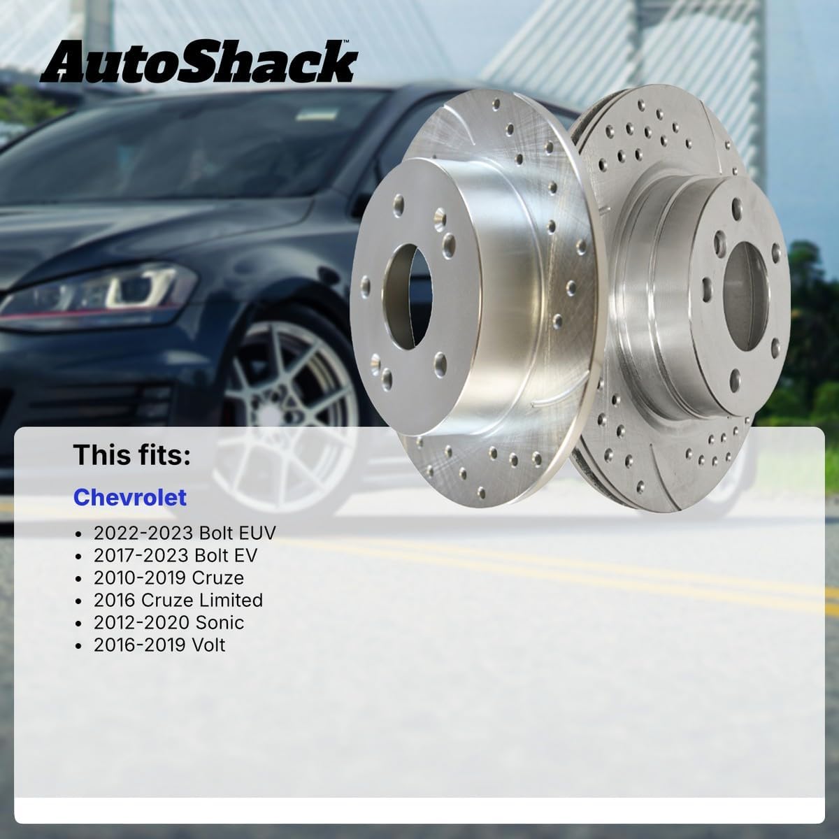 AutoShack Front Zinc Coated Rotors 10.87" (276 mm) for Chevy Cruze 2019