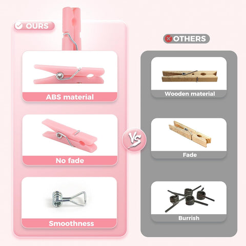 100PCS Baby Shower Games Clothespins Girl Plastic Clothes Pin Pink 1.37inch