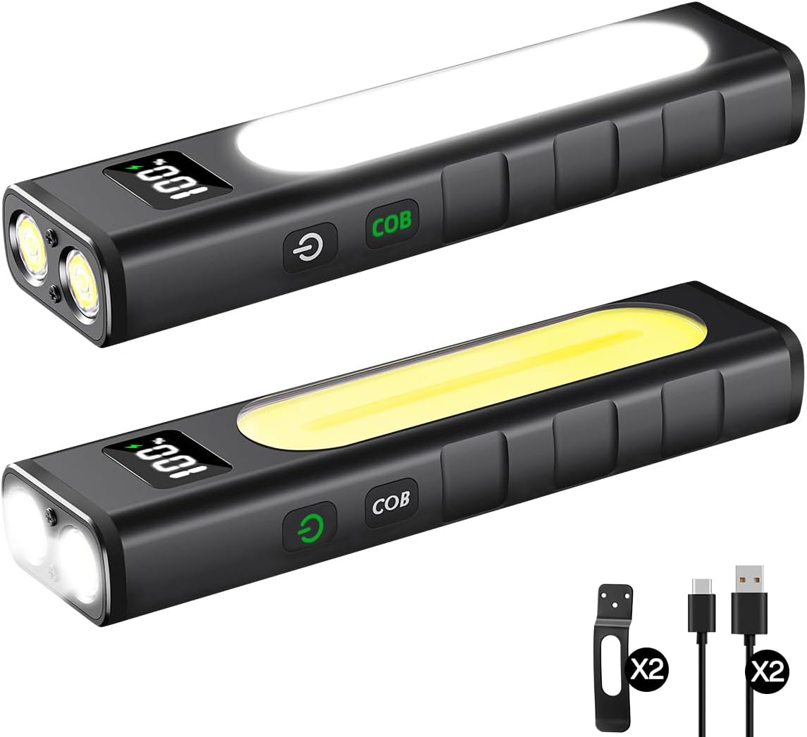 2P Rechargeable Flashlights High Lumens 1800, Magnetic Base for Work