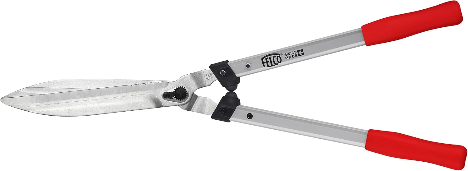 FELCO F250-63 Swiss Made Hedge Shears for Gardening – 25" Lightweight Precision Clippers for Shrub Trimming | Hedge Scissors | Trimmer Tool with Chromed Carbon Blades | I-Beam Handles