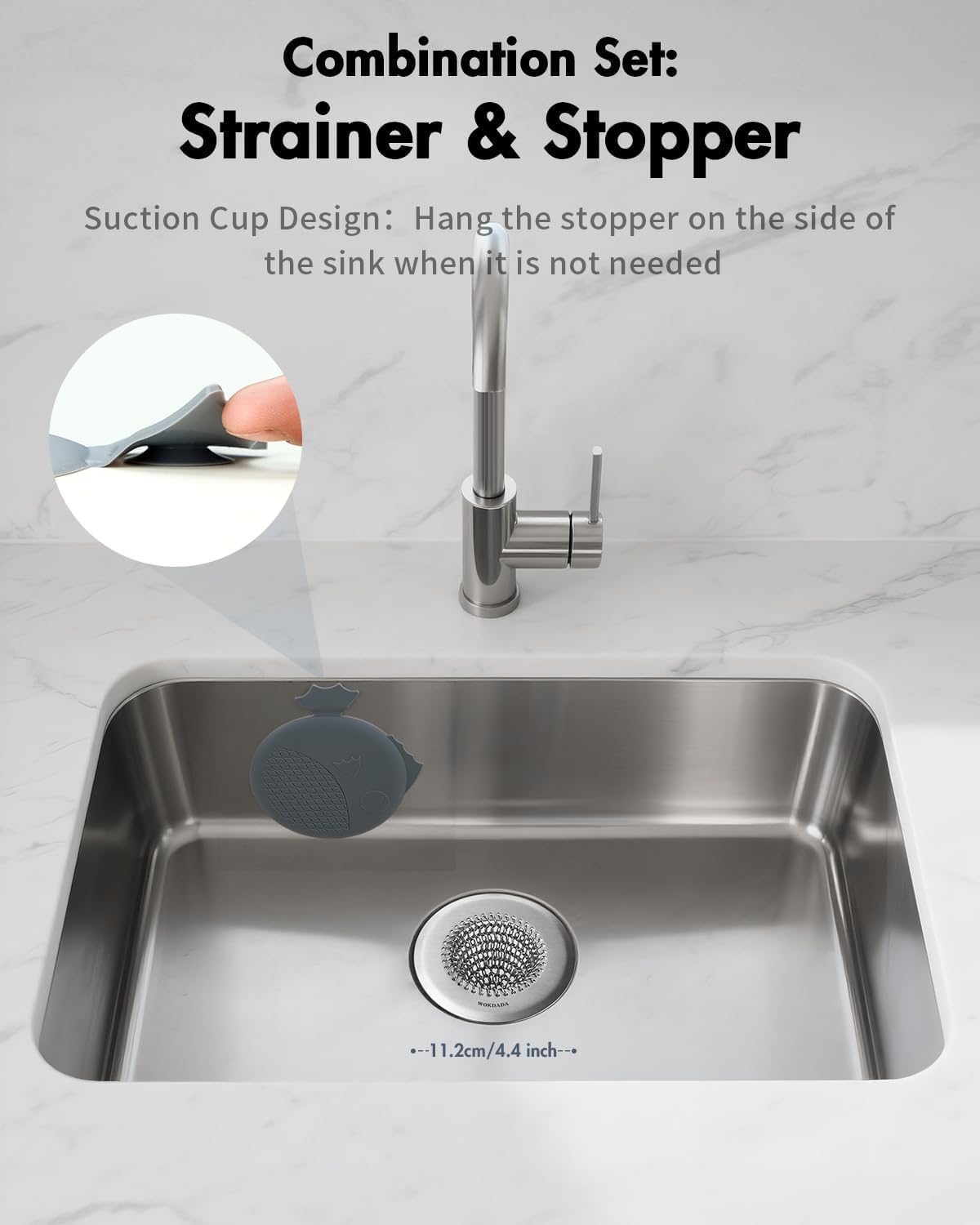Kitchen Sink Drain Strainer Stopper,Patented Reversible Chain Mesh Basket