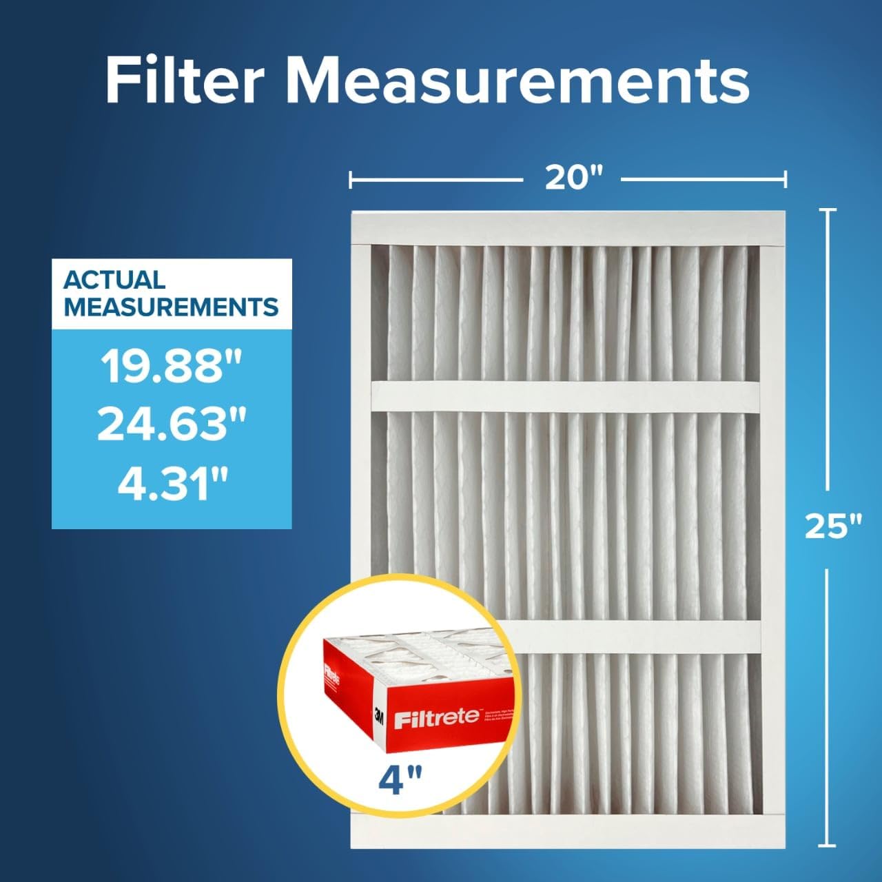 Filtrete 20x25x4 Air Filter MERV 11, MPR 1000 Micro Allergen Defense, 4-Pack