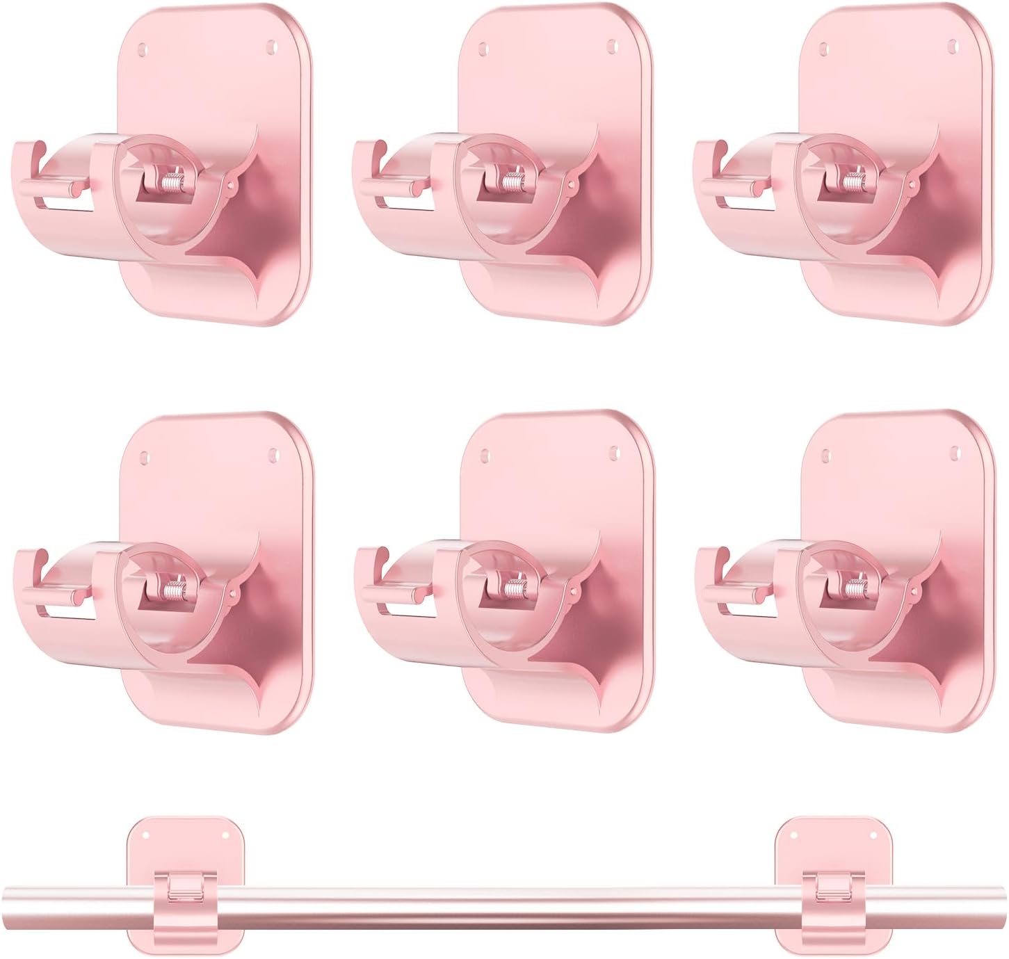 No Drill Curtain Rod Brackets-20LB, 6 Pack Self Adhesive Curtain Rod Holder
