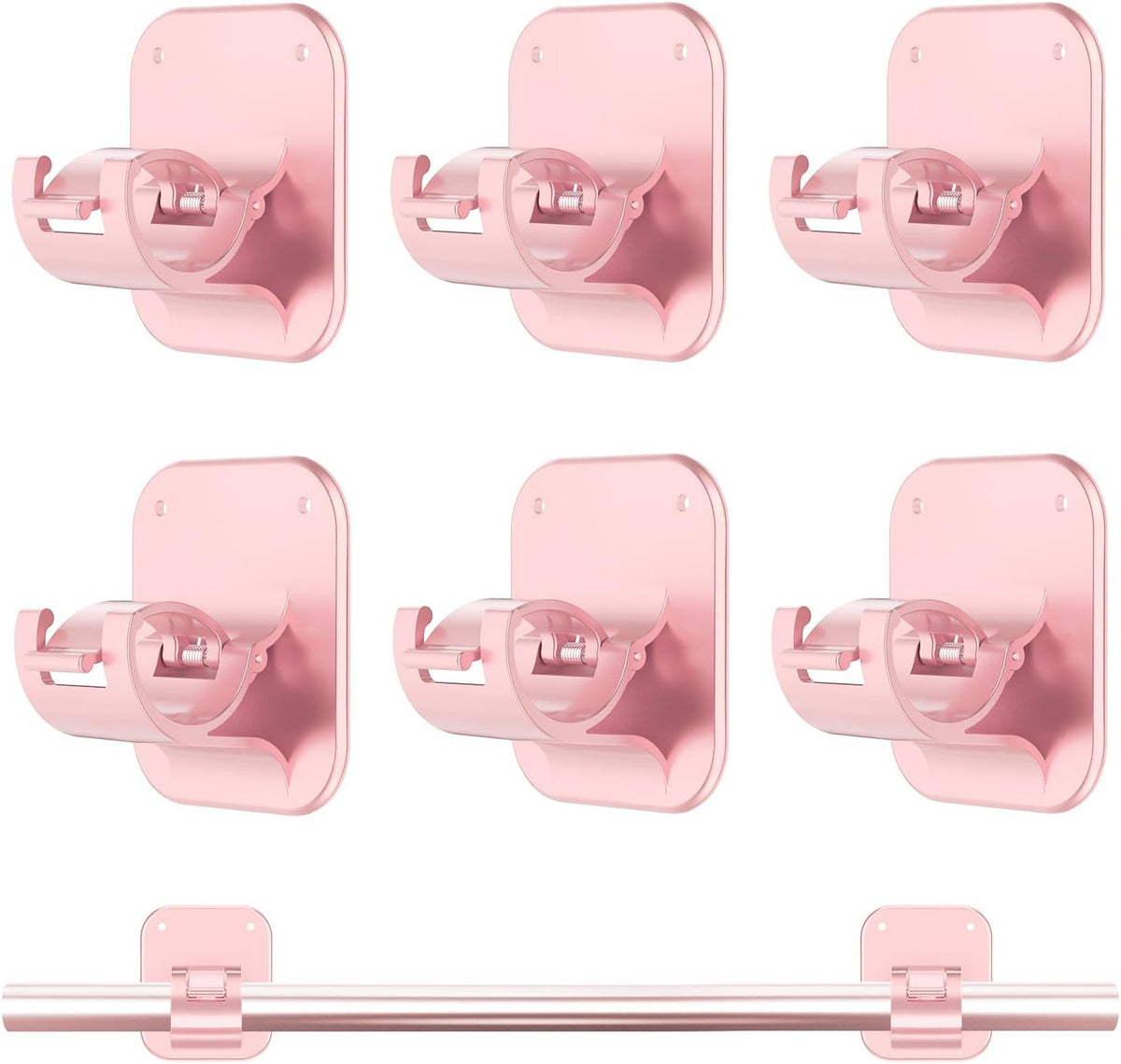 No Drill Curtain Rod Brackets-20LB, 6 Pack Self Adhesive Curtain Rod Holder