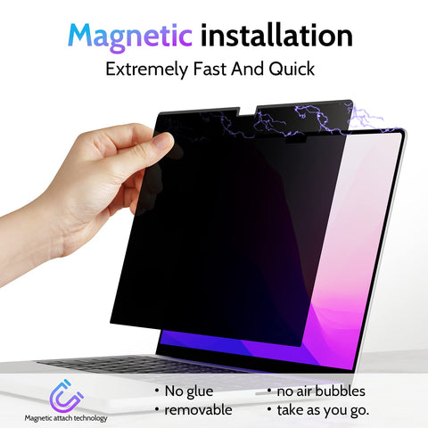 Peslv Magnetic Privacy Screen Compatible with Macbook Air 13.6 Inch (2022-2024, M2, M3), Removable Matte Anti Glare Blue Light Protector Private Security Filter for Mac Laptop Computer