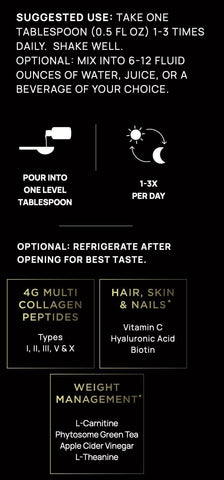 Premium Liquid Collagen for Women Weight Loss & Beauty w. Hyaluronic Acid, Biotin, L-Carnitine, ACV - Ultra Pure Multi Collagen Protein Shots Drink Hair Skin Liquid Vitamins, Colageno (Peach Ring)