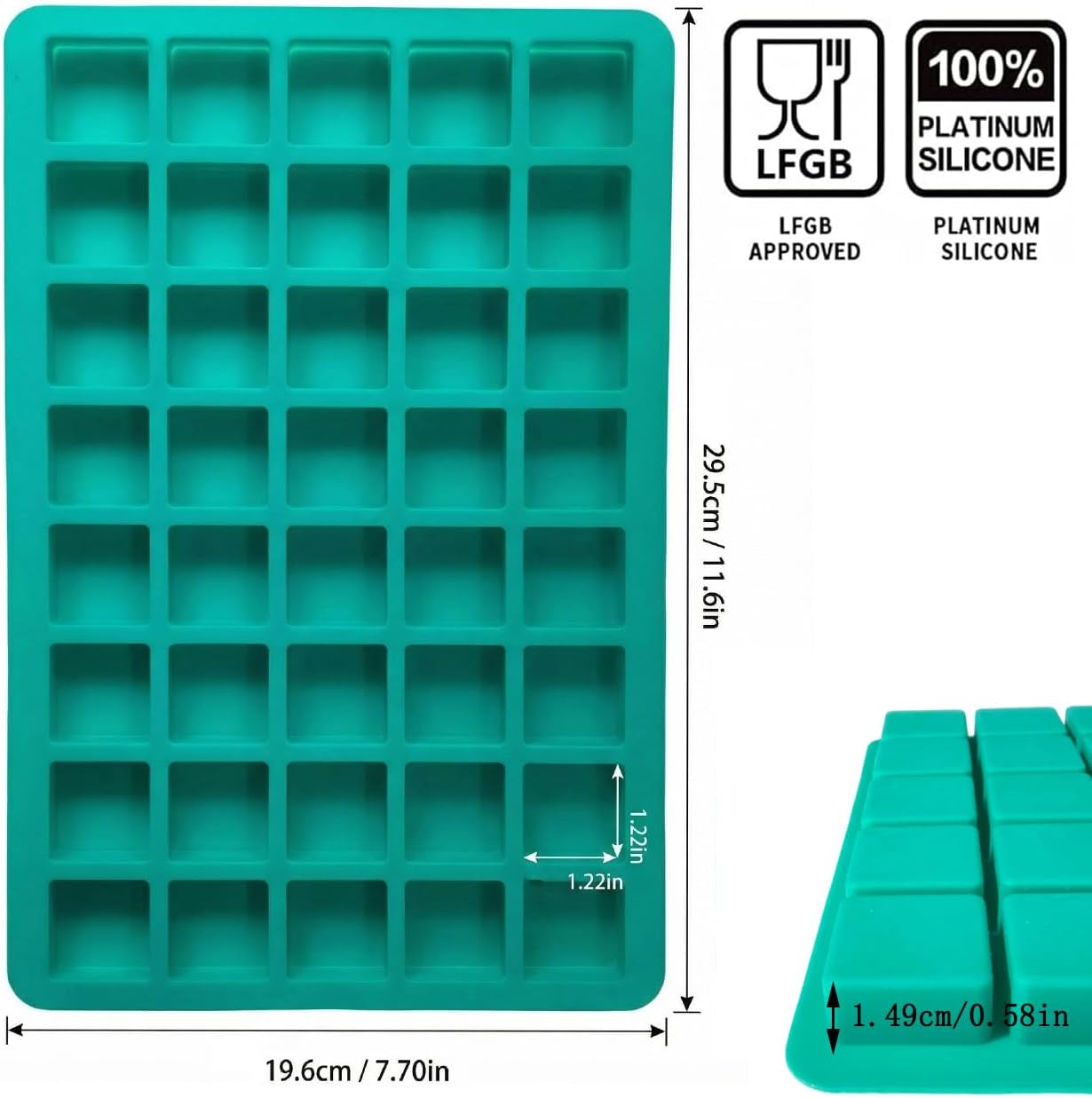 2-Pack Caramel Candy Molds - 80 Cavity Square Silicone Molds for Chocolate, Truffles, Gummy, Ganache, Jelly, Ice Cubes & Hard Candy