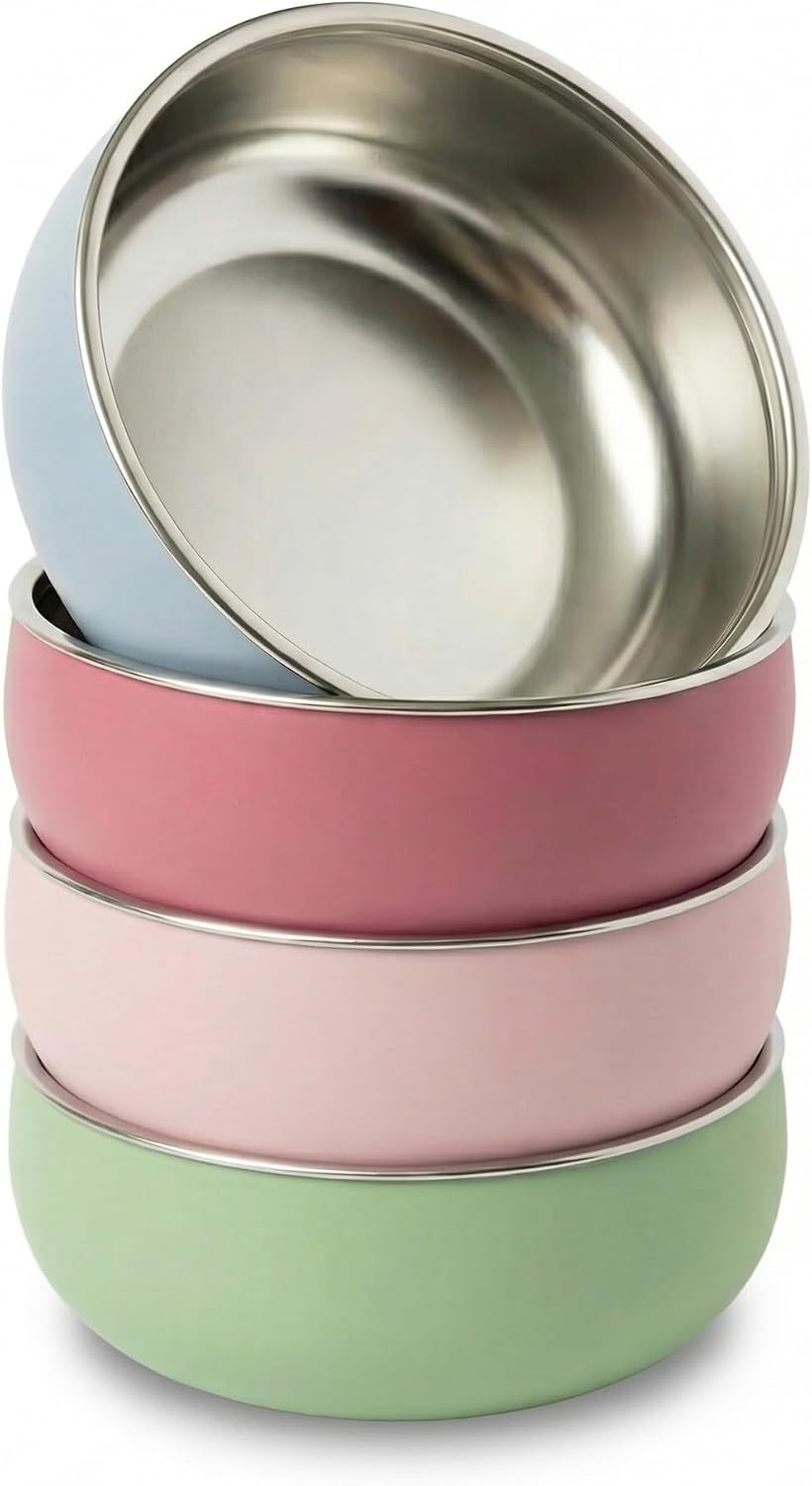 Monkey Proof™ Non-Toxic Stainless Steel Child Bowl 5” with Non-Slip Silicone Shell, Multi-color, (Set of 4 bowls) Unbreakable, Mess Free Feeding for Babies, Toddlers, Kids, BPA free