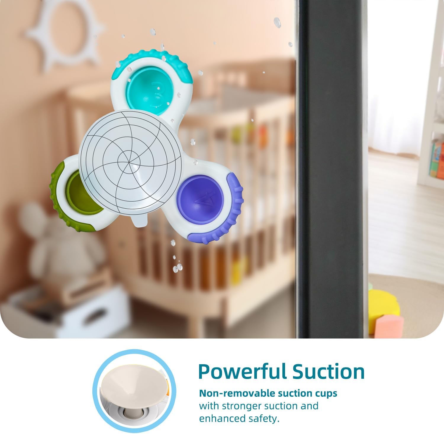 LiKee Strong Suction Cup Rotating Toys, Bath & Travel Toy, for Baby 10M+