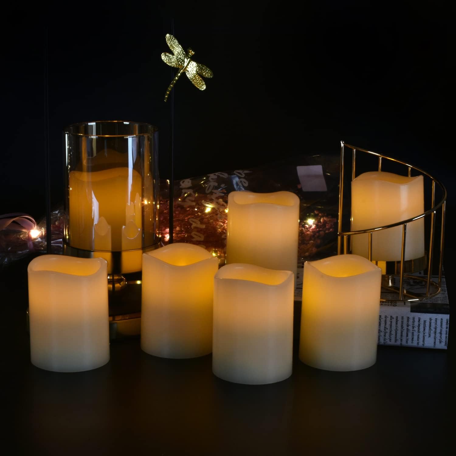 Vinkor Flameless Candles Battery Operated Candles Real Wax Pillar LED Candles with 10-Key Remote and Cycling 24 Hours Timer (Ivory Set of 12 （D: 3" x H: 4"）)