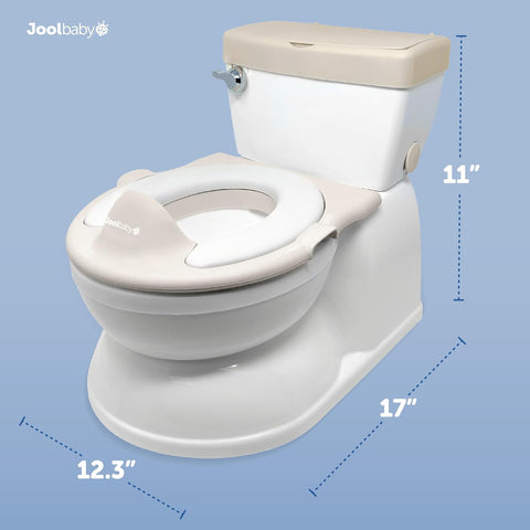 Jool Baby Real Feel 2-in-1 Potty with Wipes Storage, Flushing Sounds & Disposable Liners - Realistic Toilet - Easy to Clean & Assemble (Oatmeal)