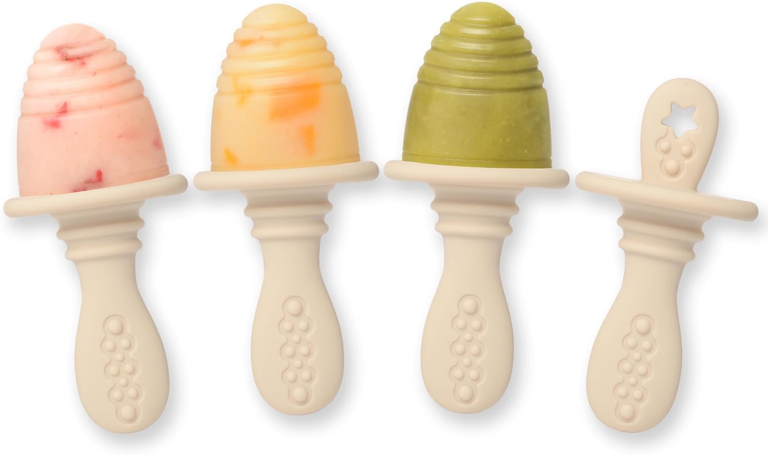 PrimaStella Silicone Petite Pops - Baby Popsicle Mold - BPA Free - Dishwasher Safe - 4 Months+ Teether Pops (Cream)