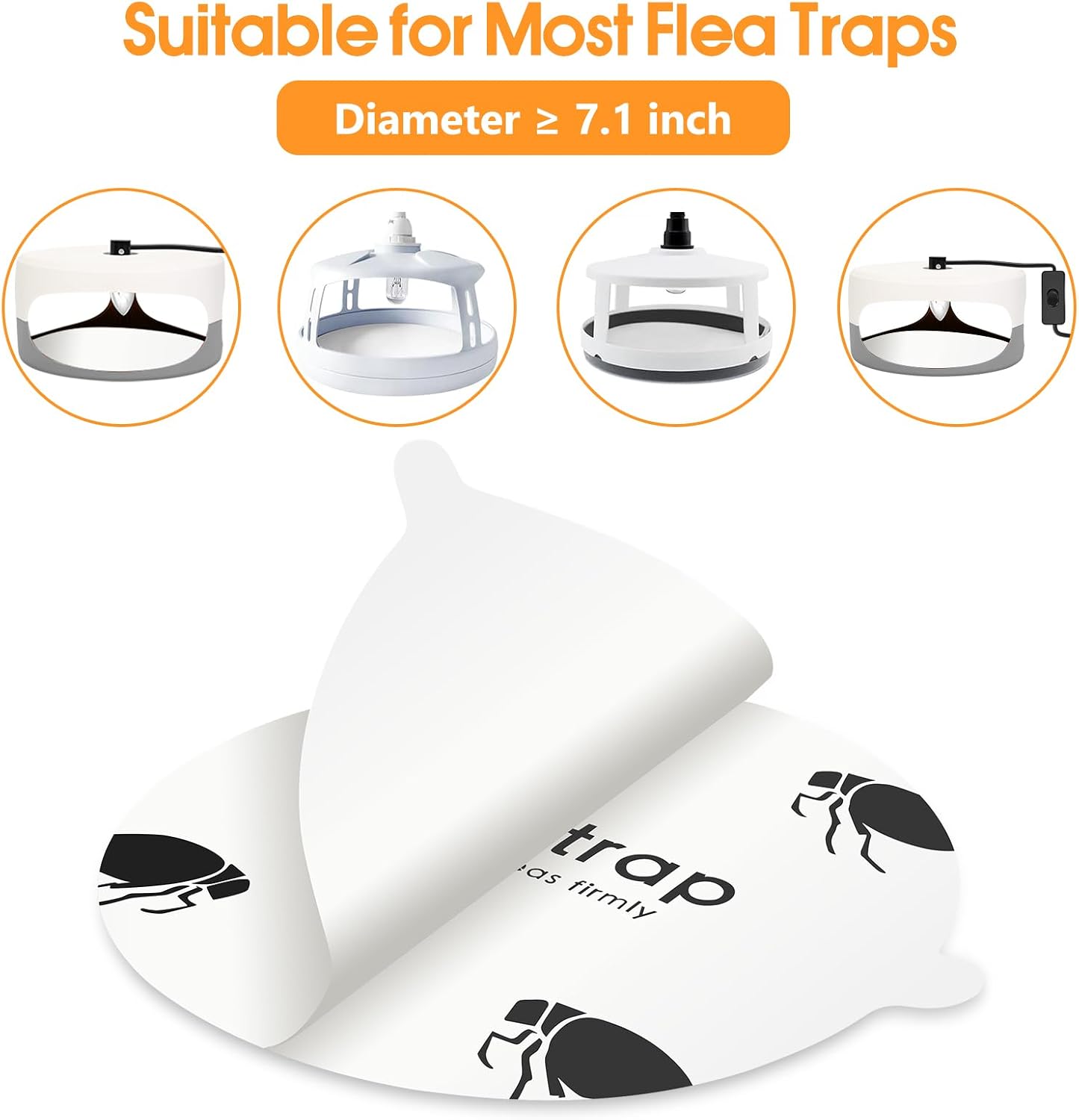 Flea Trap Sticky Pads Refills, 10 Pack 7.1 Inch Round Replacement Glue Boards Refill Discs for Most Flea Light Trap for Inside Your Home, Non-Toxic Family Pet Safe Sticky Board for Indoor Bed Bug Lamp