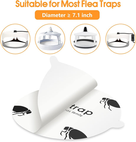 Flea Trap Sticky Pads Refills, 10 Pack 7.1 Inch Round Replacement Glue Boards Refill Discs for Most Flea Light Trap for Inside Your Home, Non-Toxic Family Pet Safe Sticky Board for Indoor Bed Bug Lamp