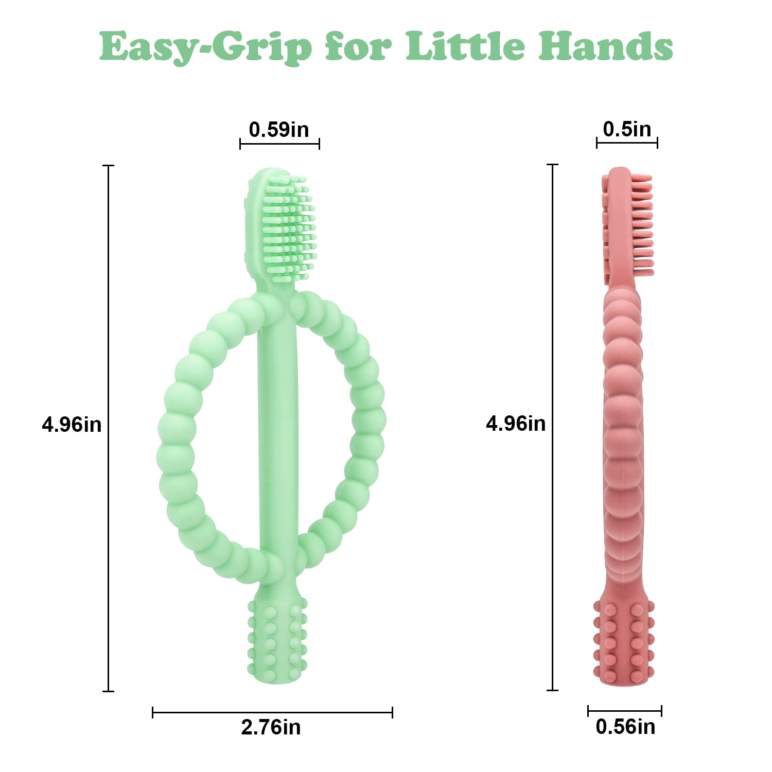 MISSLILI Baby Teething Toys with Easy-Hold Handle, Infant Toothbrush