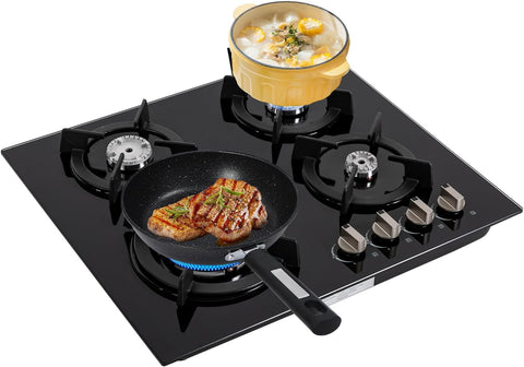 4 Burner Gas Cooktops, Built-in Countertop Gas Stove NG/LPG Tempered Glass Electronic Ignition Hob with Tempered Glass Panel for Home Kitchens, Restaurants，RV and Outdoor Use