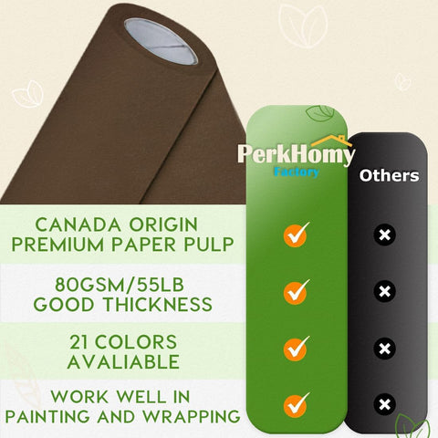 PerkHomy 48" x 1,440" (120') Coffee Kraft Paper Roll for Craft Bulletin Board Paper Art Table Covering Crafting Gift Wrapping Bouquet Packing Parcel 80GSM 55LB (Coffee, 48" x 120')