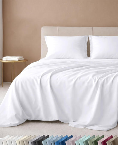 California Design Den Luxury 600 Thread Count Queen Sheets Set,Bright White