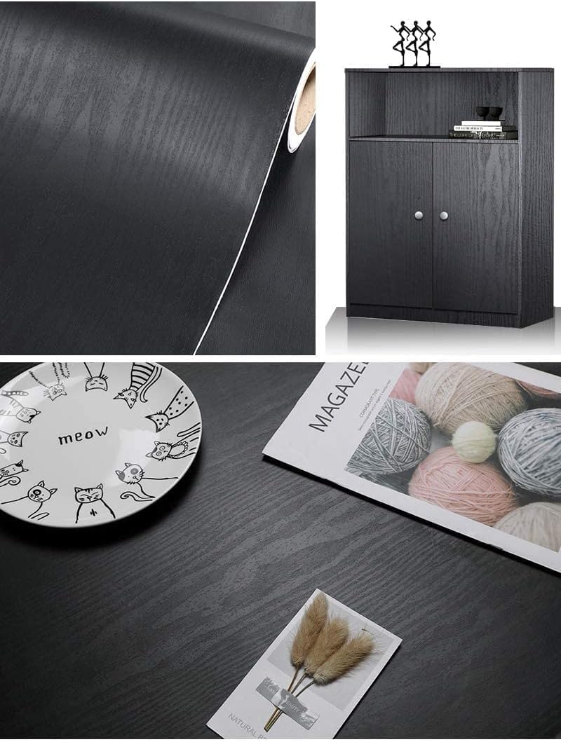 tiltil Black Wood Peel and Stick Wallpaper Wood Contact Paper 17.7" × 118"