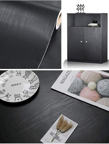 tiltil Black Wood Peel and Stick Wallpaper Wood Contact Paper 17.7" × 118"