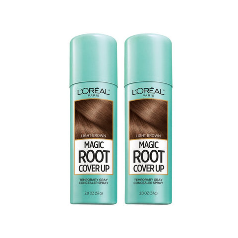 L'Oreal Paris Hair Color Root Cover Up Temporary Gray Concealer Spray Light Brown (Pack of 2) (Packaging May Vary)