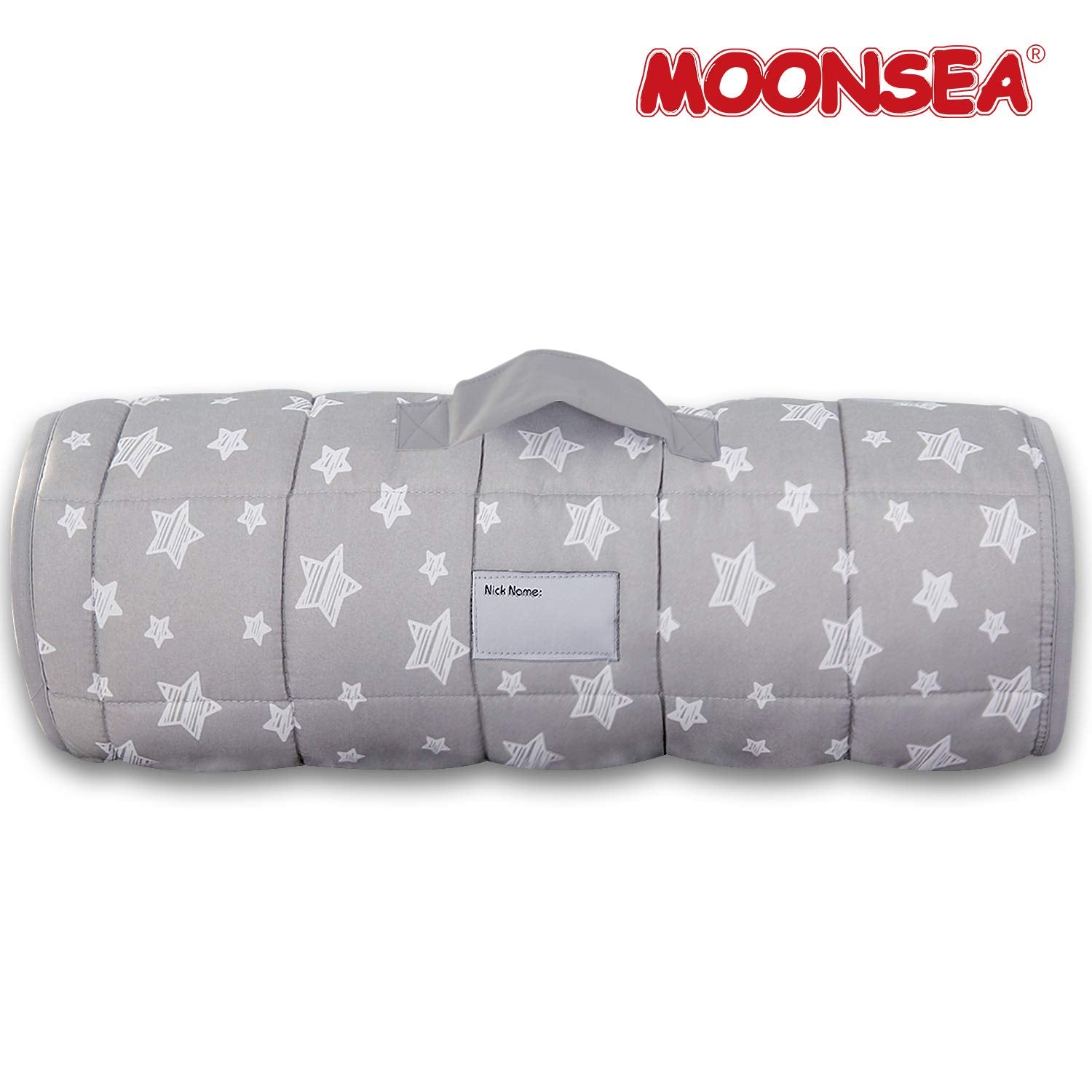 Moonsea Toddler Nap Mat with Pillow and Fleece Minky Blanket Grey